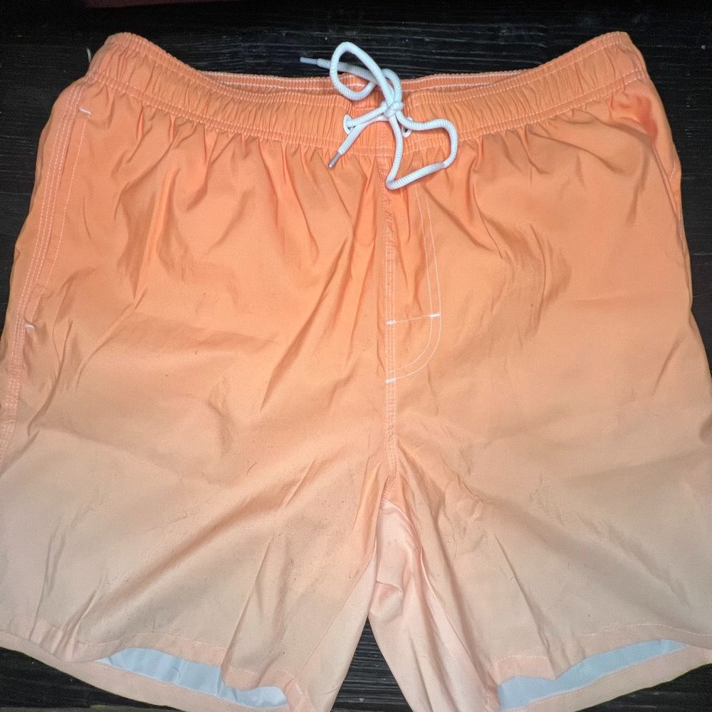 SHEIN Men's Ombre Drawstring Swim Trunks - Orange